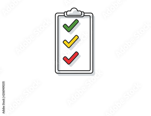 Clipboard with Checkmarks Icon Illustration.