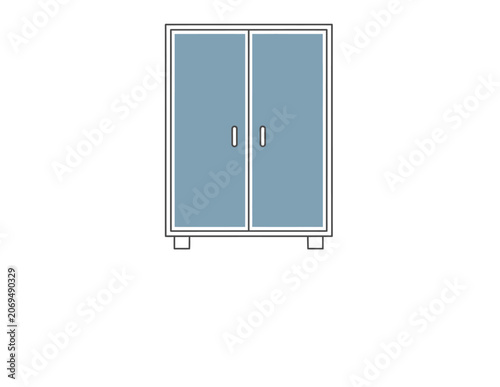 Simple illustration of a blue two door cabinet.