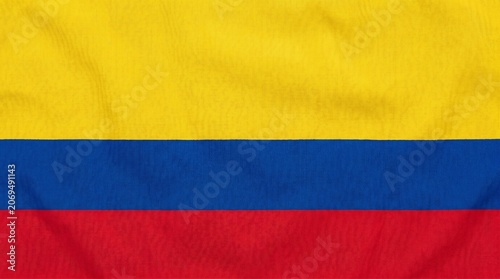 Colombian flag waving proudly, symbolizing freedom, unity, and strength through vibrant tricolor harmony…