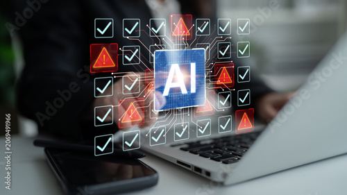 Foto Futuristic artificial intelligence concept depicting AI hallucination, processing errors, and generating misinformation