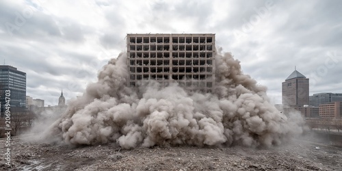 Photo of building implosion