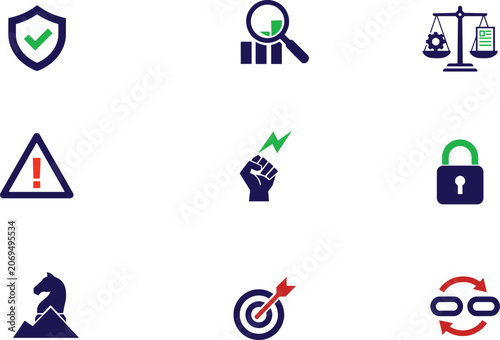 Cyber Security and Protection Icons Set for Digital Safety