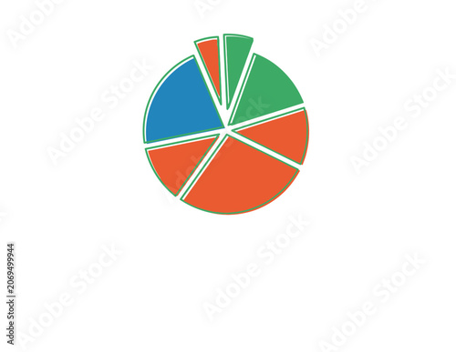 Colorful Pie Chart Representing Data and Statistics.