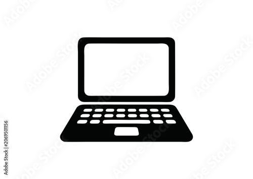 Black Laptop Computer Icon Isolated on White Background, Minimal Vector Symbol for Technology, Business and Digital Design