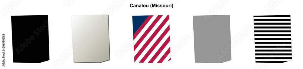 Fototapeta premium Canalou (Missouri) blank outline map set