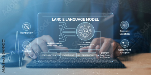 Fotografie Person using advanced large language model technology for translation chatbot co