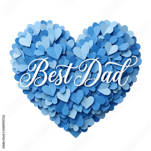 Best dad heart shape with blue flowers design isolated on white background