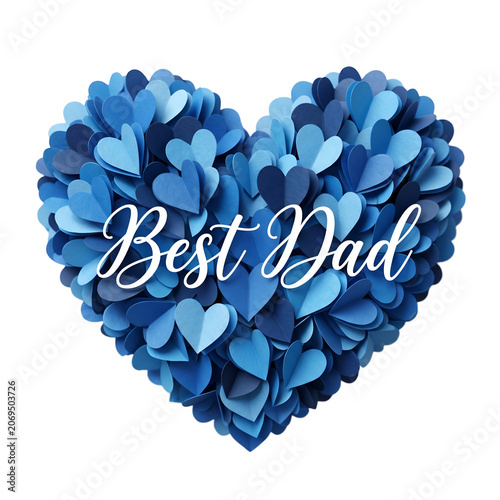 Best dad heart shape with blue floral pattern isolated on white background