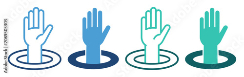 Foto hand raise vote symbol set icon on transparent background