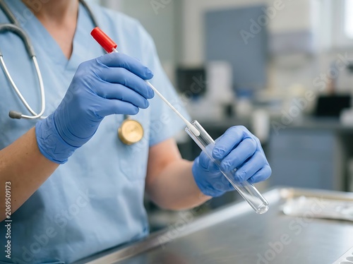Medical professional preparing vaccine injection indoors.