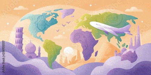 World travel concept for globetrotting vacations