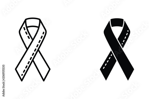 Vászonkép Awareness ribbon vector illustration, line art and solid fill