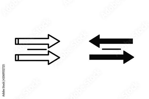 Canvas Print Arrows vector illustration, bidirectional movement, line art and solid style