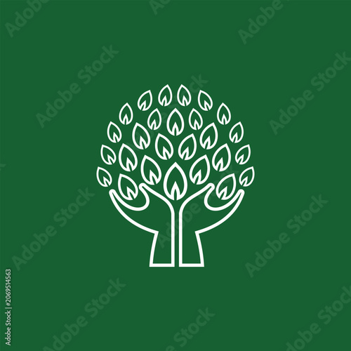 Abstract Eco Tree Care Hands Logo Template