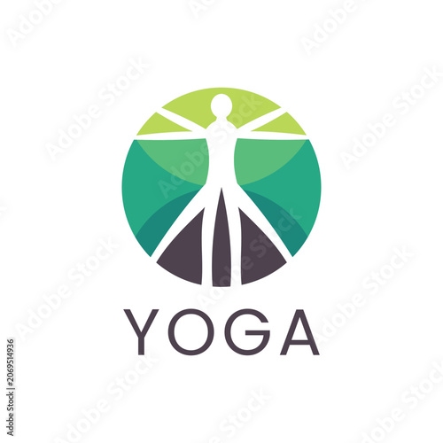 Vitruvian Man Yoga Meditation Logo Template