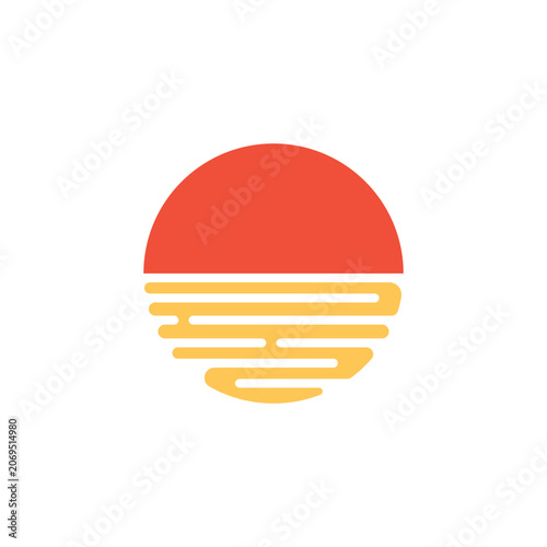 Minimalist Sunset Ocean Horizon Logo Template