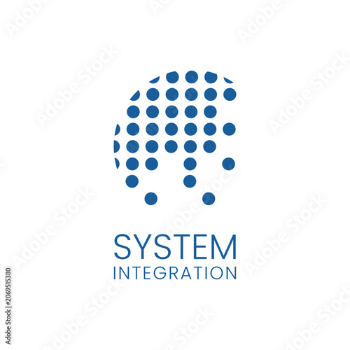 Abstract Tech Halftone Globe System Integration Logo Template