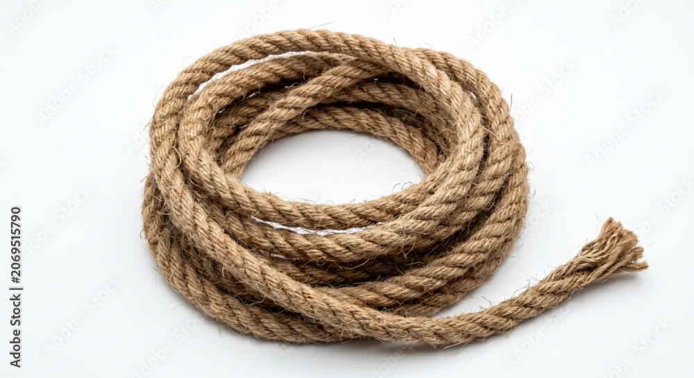 Obraz premium Coiled rope on white background