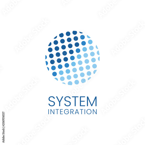 Abstract Tech Halftone Globe System Integration Logo Template