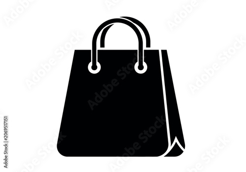 Black shopping bag with handles vector icon illustration for ecommerce and retail business graphic