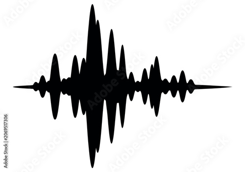 Audio spectrum waveform, music sound wave isolated on white background, black equalizer