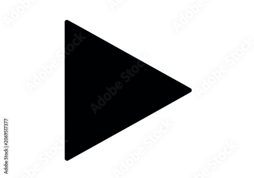 Solid black right pointing triangle arrow icon isolated on white background