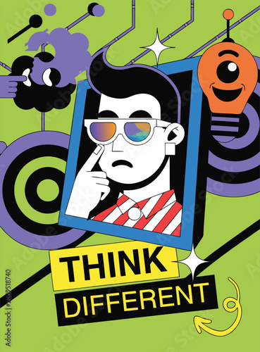 Think Different Poster with Man in Sunglasses