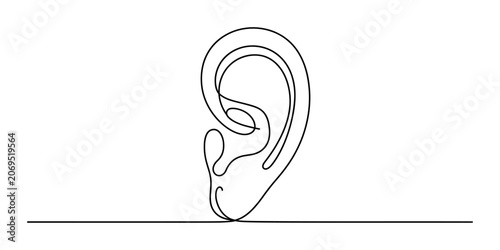 Canvastavla Continuous single line drawing of a human ear symbol for medical health hearing