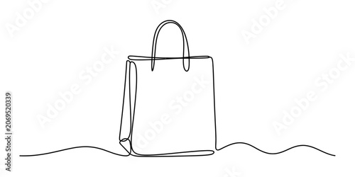Continuous single line drawing of a shopping bag for retail and store commerce concept in a simple minimalist style for modern marketing and icon design Vector, illustration
