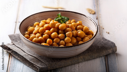 Cooked Chick Peas In A Bowl
