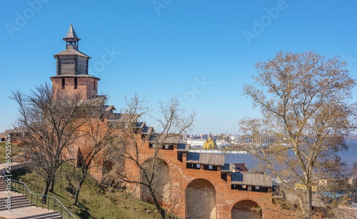 The wall and tower of the ancient Nizhny Novgorod Kremlin