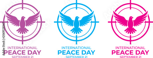 Fotografija International peace day vector designs dove target and september 21st observance