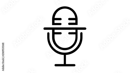 Vector illustration of a muted microphone interface symbol line icon showing a microphone with a slash indicating audio mute in digital communication platforms and remote conferencing apps.