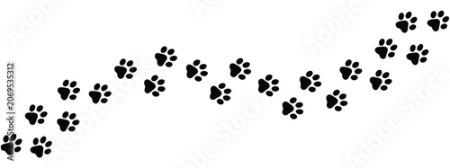 Canvas Print Paw footprint icon set, dog and cat track symbols for pet care, veterinary services and animal themed design