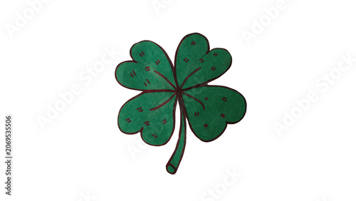 Green four-leaf clover icon with stem