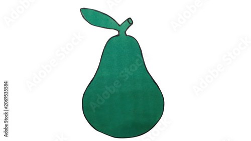 Green pear icon with leaf on white background