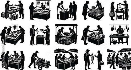 Tableau sur toile Seafood Market Transactions