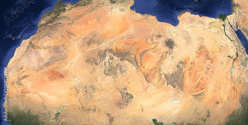 Tableau sur toile Satellite View Sahara Desert North Africa Full Extent