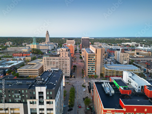 Lincoln, Nebraska, USA Downtown City Skyline