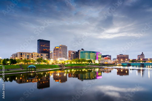 Dayton, Ohio, USA downtown cityscape on the Miami River