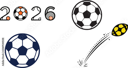 Year 2026 Football Tournament Typography and Ball Vector