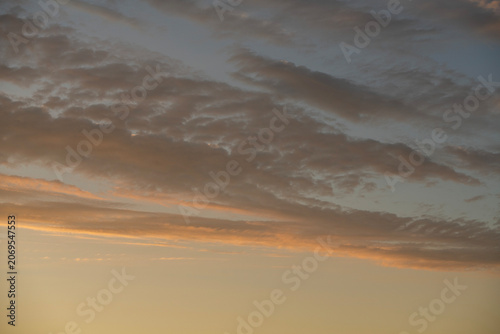 Sky with clouds after sunset. Sky background.