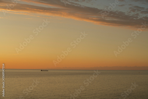 Beautiful sunset over the sea. Evening sea landscape
