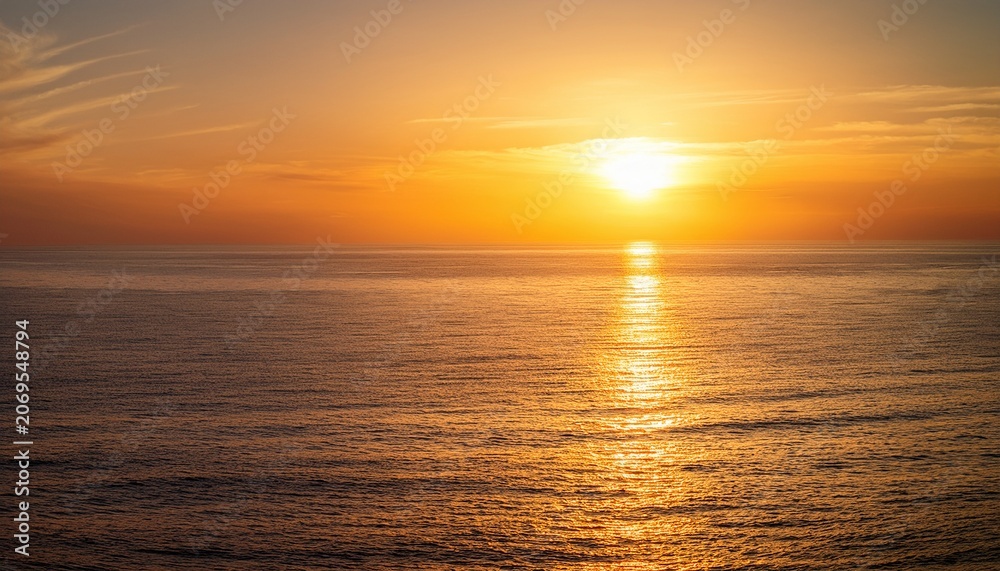 Fototapeta premium Golden Sunset Over Tranquil Ocean