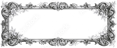 Elegant Grey Floral Frame for Creative Projects and Design Work Featured in High Resolution With a Blank Space for Customization