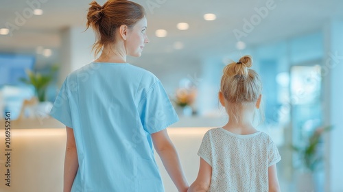 Nurse and child walking