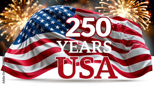 Celebrating 250 years of freedom with the American flag waving proudly