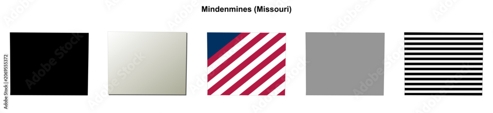 Fototapeta premium Mindenmines (Missouri) blank outline map set