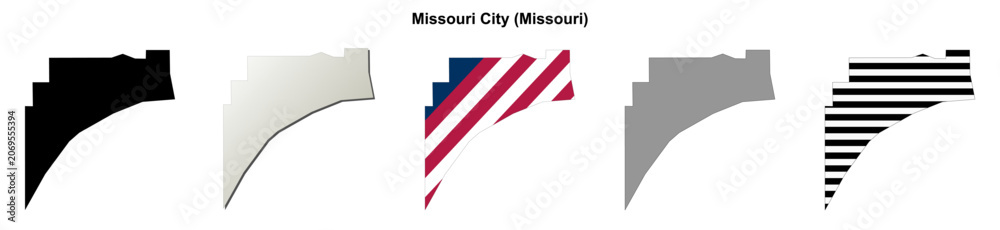 Fototapeta premium Missouri City (Missouri) blank outline map set
