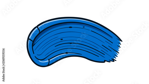 Blue paint brush stroke vector illustration with black outline isolated on a white background